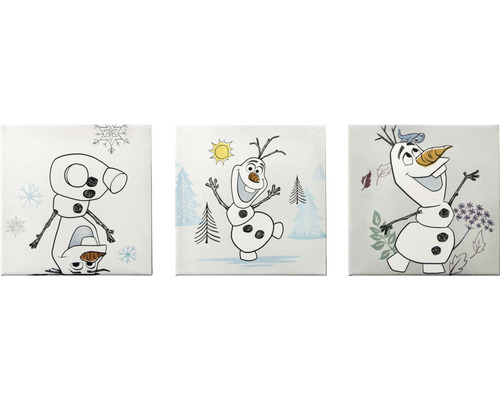 Leinwandbild Disney Happy Olaf 3er-Set 3x 30x30 cm