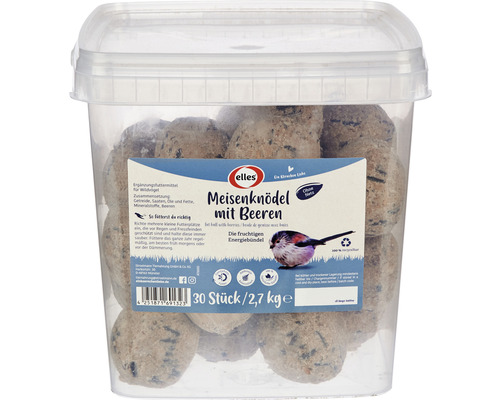 Eimer mit 30 Meisenknödel mit Beeren, 2,7 Kilogramm Vogelfutter