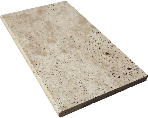 FLAIRSTONE Poolumrandung Beckenrandstein Roma Element gerade beige 1 Längsseite gerundet 61 cm x 35 cm x 3 cm