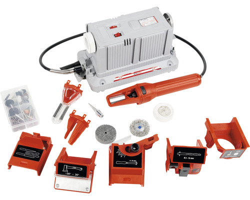 Schärfgerät mit verschiedenen Aufsätzen zum Schärfen von Bohrern, Messern und anderen Werkzeugen