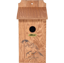 Nistkasten aus Holz mit Vogelmotiv