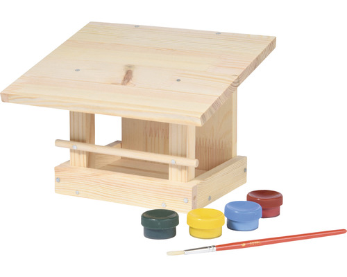 Vogelhaus aus Holz zum Selbstgestalten mit Farben und Pinsel