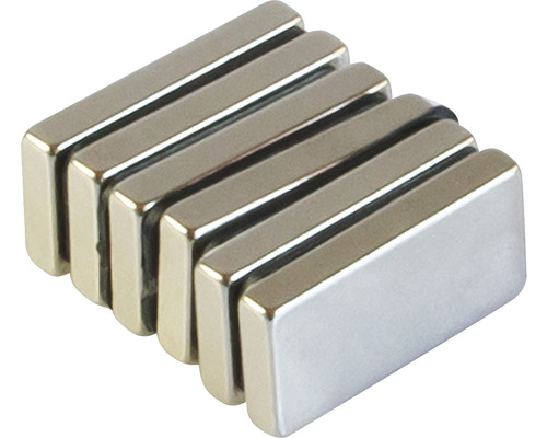 Blockmagnet Industrial Neodym 20x10 mm 6 Stück