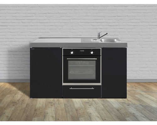 Miniküche Stengel Kitchenline MKB150 150x60 cm Becken rechts Schwarz matt