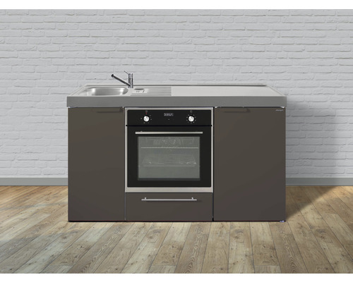 Miniküche Stengel Kitchenline MKB150 150x60 cm Becken links Mokka metallic matt