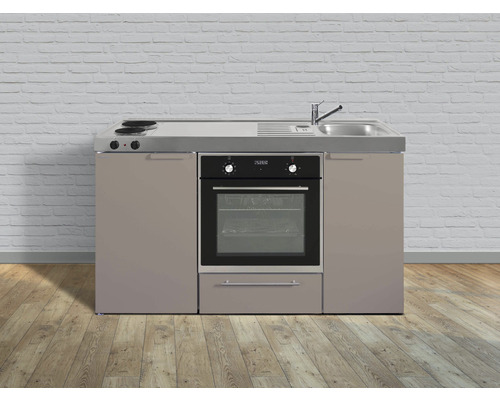 Miniküche Stengel Kitchenline MKB150 150x60 cm Becken rechts Sand matt mit Kochfeld