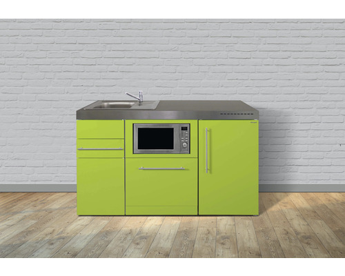 Miniküche Stengel Premiumline MPGSM150 150x60 cm Becken links Grün glänzend