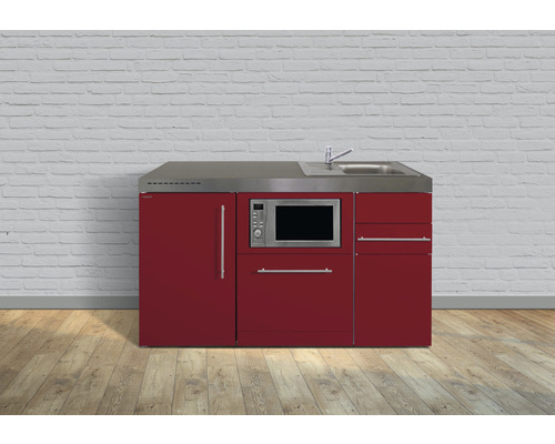 Miniküche Stengel Premiumline MPGSM150 150x60 cm Becken rechts Rot glänzend