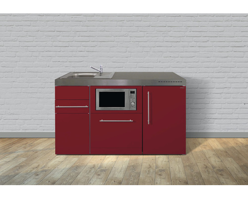 Miniküche Stengel Premiumline MPGSM150 150x60 cm Becken links Rot glänzend