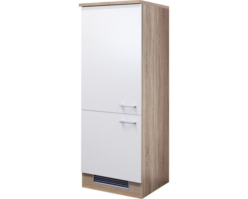 Kühlumbauschrank Flex Well Samoa weiß/Sonoma Eiche 60x161x60 cm mit Drehtür Hochschrank mit zwei Türen und Griffen