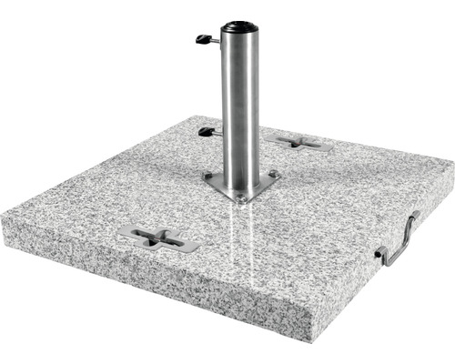 Sonnenschirmständer Doppler 95 kg Granit quadratisch grau Granit Schirmständer mit Edelstahlrohr