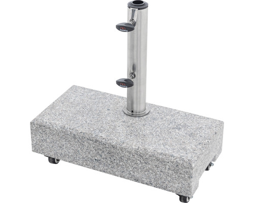 Granit Sonnenschirmständer mit Rollen und Edelstahlrohr