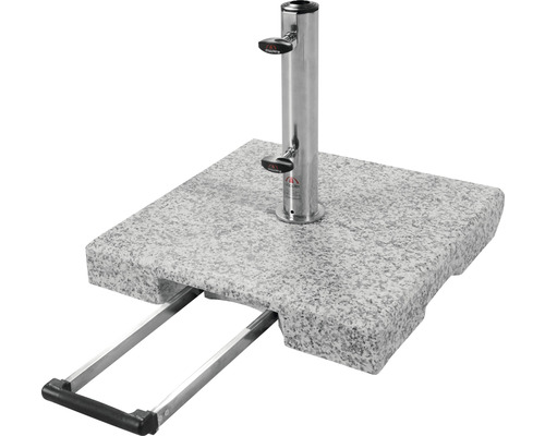 Quadratischer Sonnenschirmständer aus Granit mit Griff