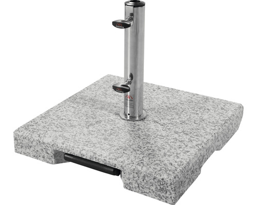 Sonnenschirmständer Doppler 34,1 kg Granit quadratisch naturbelassen Schirmständer aus Granit mit Edelstahlrohr