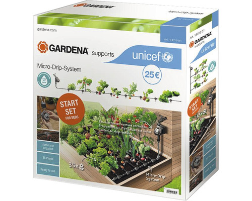 Bewässerungsset GARDENA Micro-Drip Start Set Beet automatic (für bis zu 35 Pflanzen) zugunsten von UNICEF