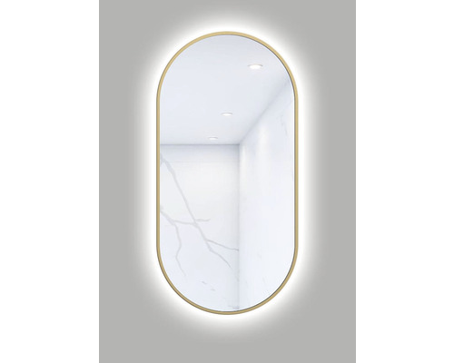 LED-Lichtspiegel Cordia OVAL LINE BACKLIGHT oval 100x50 cm mit Alurahmen gold