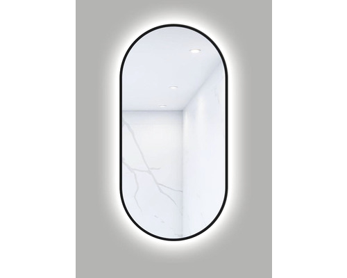 LED-Lichtspiegel Cordia OVAL LINE BACKLIGHT oval 100x50 cm mit Alurahmen schwarz