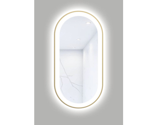 LED-Lichtspiegel Cordia OVAL LINE PREMIUM oval 100x50 cm mit Alurahmen gold
