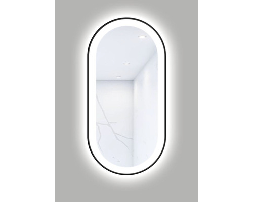 LED-Lichtspiegel Cordia OVAL LINE PREMIUM oval 100x50 cm mit Alurahmen schwarz