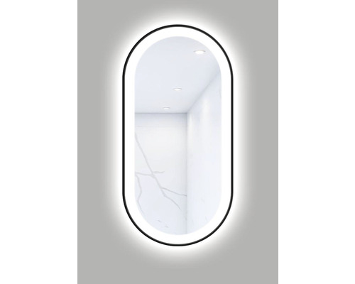 LED-Lichtspiegel Cordia OVAL LINE PREMIUM oval 100x50 cm mit Alurahmen schwarz Ovaler Spiegel mit Beleuchtung für das Badezimmer