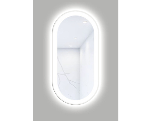 LED-Lichtspiegel Cordia OVAL LINE PREMIUM oval 100x50 cm mit Alurahmen weiß
