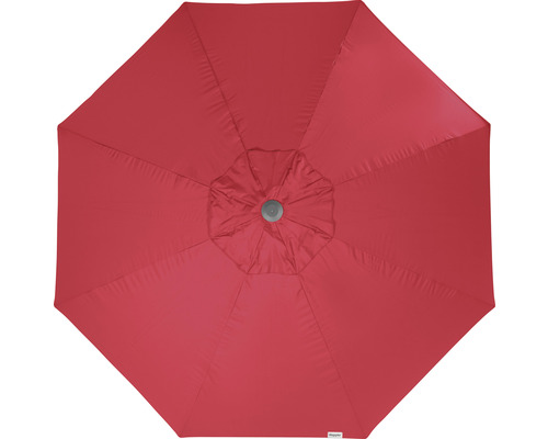 Draufsicht eines geöffneten, achteckigen Sonnenschirms