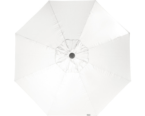 Ansicht von unten eines weißen Gartenschirms