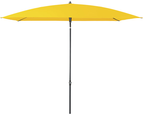 Sonnenschirm Mittelstockschirm Doppler Polyester (PES) gelb Gelber rechteckiger Sonnenschirm mit schwarzem Mast