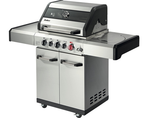 Gasgrill mit vier Brennern, Seitenkochfeld und Unterschrank