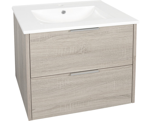 Waschtischunterschrank mit zwei Schubladen und Aufsatzwaschbecken