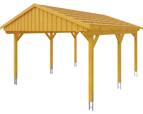 Holzcarport mit Satteldach und Pfosten