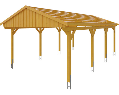 Holzcarport mit offenem Dach