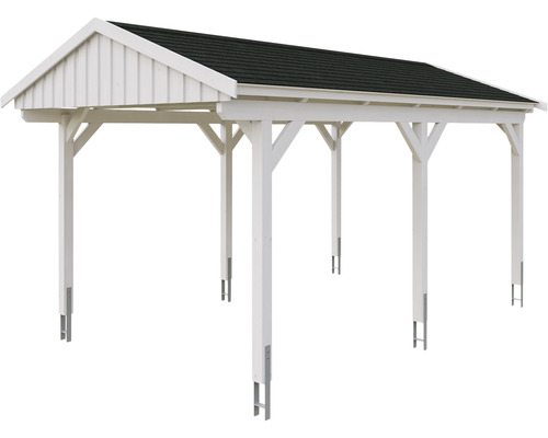 Holzcarport mit Satteldach und Stützpfeilern