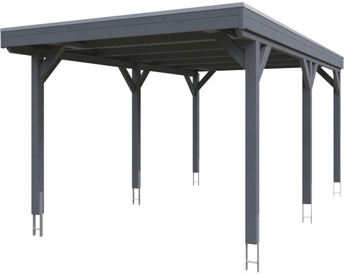 Holzcarport mit Flachdach und Stützpfeilern