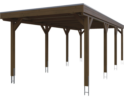 Holzcarport mit Flachdach und Stahlpfostenfüßen