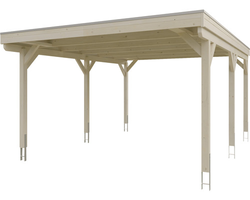 Holzcarport mit Pfosten und Flachdach