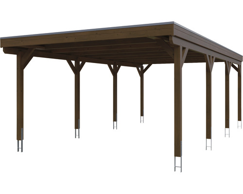 Holzcarport mit Pfosten und Dach