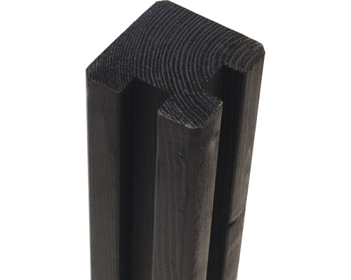 Profilpfosten PLUS Kreuzholz Ecke 2 Nuten 9 x 9 x 268 cm RAL 9005 schwarz Holzpfosten für den Gartenbau
