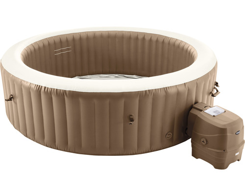 Aufblasbarer Whirlpool Intex Pure Spa Bubble Massage mit integriertem Kalkschutzsystem, 170 Luftdüsen und absperrbare Isolierabdeckung beige