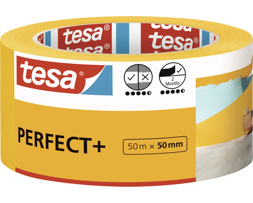 tesa Malerband Perfect+ Abdeckband orange 50 m x 50 mm Tesa Perfect+ Malerkrepp Klebeband, 50 Meter mal 50 Millimeter