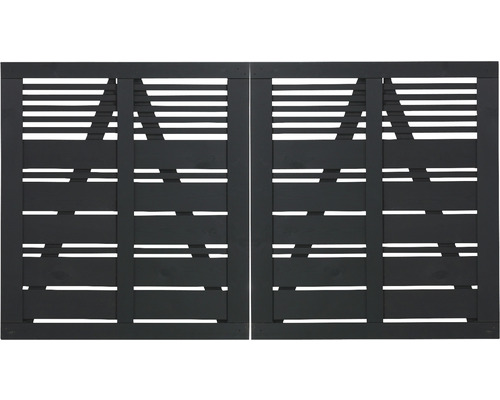 Doppeltor PLUS Silence 200 x 110 cm RAL 9005 schwarz Doppeltor aus Holz mit horizontalen Latten für den Garten