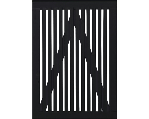 Einzeltor PLUS Sendai 100 x 140 cm RAL 9005 schwarz Sichtschutzzaun aus Holz mit vertikalen Latten