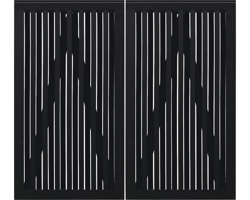 Doppeltor PLUS Nagano 200 x 180 cm RAL 9005 schwarz Zwei Sichtschutzelemente mit vertikalen Lamellen