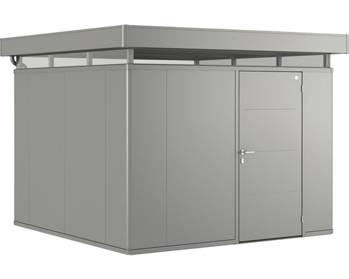 Gerätehaus Biohort CasaNova 3x3 Tür rechts 330 x 330 cm quarzgrau-metallic Metall Gerätehaus mit Tür und Oberlicht