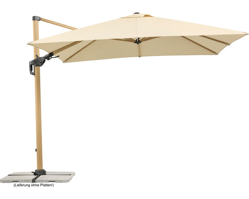 Ampelschirm Schneider Rhodos Twist Woody 300 x 300 cm natur Freiarm-Sonnenschirm mit rechteckigem Schirm und Standfuß