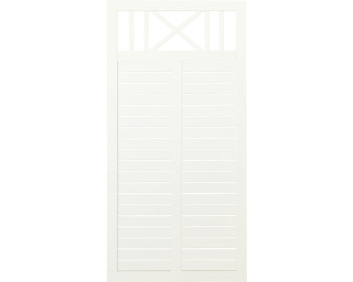 Zaun Teilelement PLUS Nostalgi 90 x 180 cm RAL 9010 weiß Gartentor aus Holz mit Querstreben