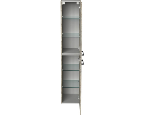 Hochschrank Oxford mit 2 Türen 162x30x31,8 cm Eiche natur Oak Offener Badezimmerschrank mit Glasablagen