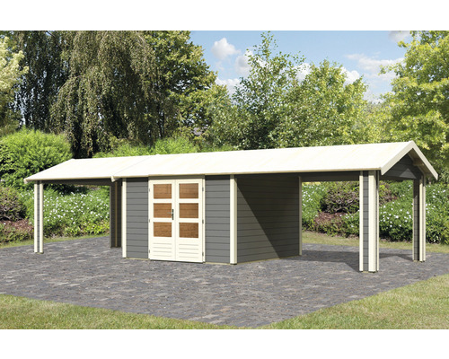 Gartenhaus mit Carport aus Holz