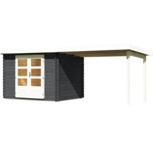 Holzgartenhaus mit Anbau und Doppeltür