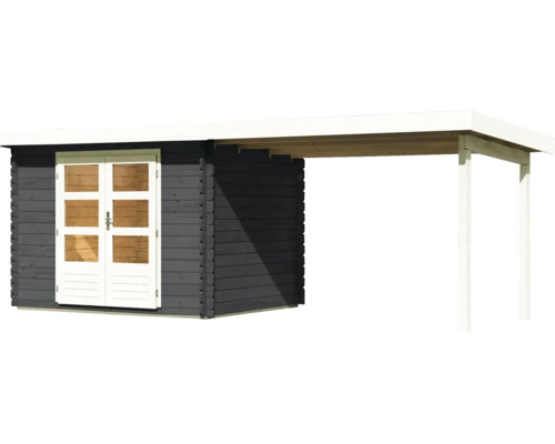 Holzgartenhaus mit Anbau und Doppeltür